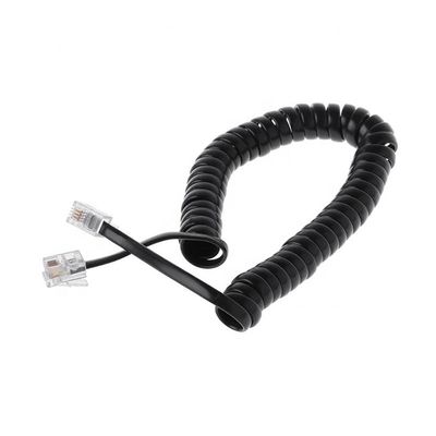 RJ9 4P4C RJ11 preto branco espiral plano Cat3 ADSL cabo telefónico