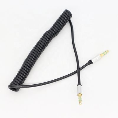 CUSTOM 1M 2M 3M bobina espiral de moagem macho a macho 3.5mm Jack Stereo Aux áudio cabo