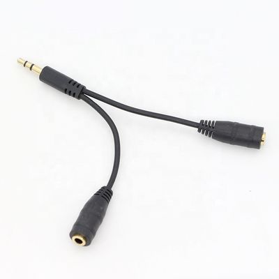1 Homem para 2 Mulher Split 3.5mm Jack estéreo fone de ouvido Áudio Y Splitter cabo