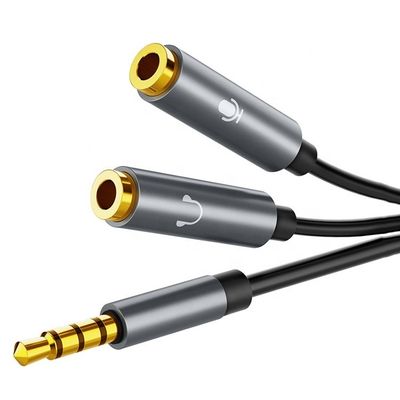 Microfone de fone de ouvido Y Splitter 1 macho para 2 duplo feminino 3.5mm Jack Adaptador de splitter de áudio