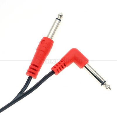 90 graus ângulo direito para recto 6.35mm TS Jack cabo de áudio estéreo para Gui tar pedal