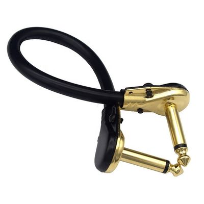 1/4 de polegada de ouro ângulo direito Mono TS Jack Instrument Cord Guitar Patch Cable