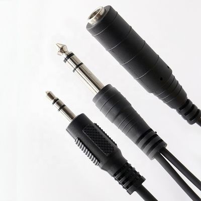 1M 2M 3M Y Splitter Homem para Mulher 6.35mm 3.5mm TRS Microfone Jack estéreo cabo de áudio