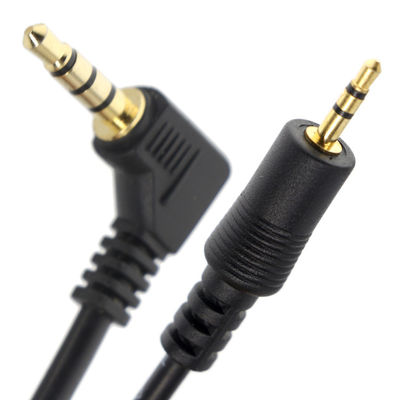 Cable de tomada de áudio com 3 polos e ângulo direito de 2,5 mm TRS a 3,5 mm Mono TRRS Aux Stereo