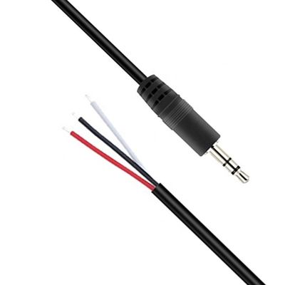 Custom 3 Polos 3.5mm Jack de áudio estéreo para coxa de porco despojado em lata Cabo de fim de fio nu