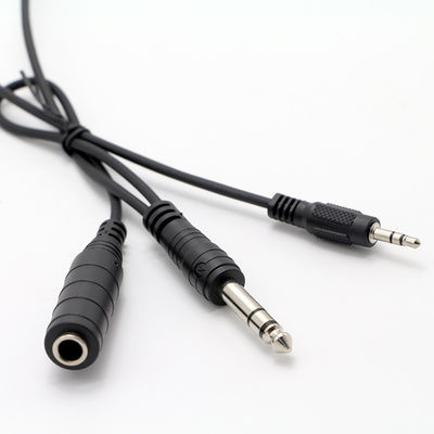 Y Splitter Homem para Mulher 6.35mm 3.5mm TRS Microfone Jack estéreo cabo de áudio