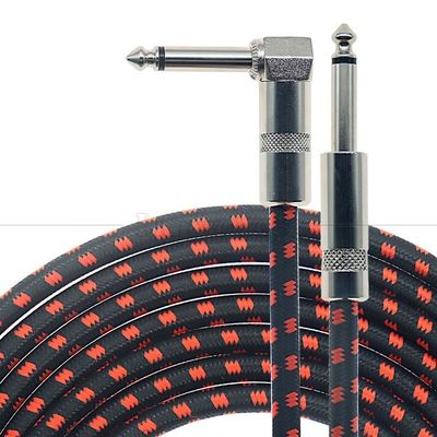 3ft 10ft 3m 5m 1/4 6.35mm Mono TS Ângulo Direito Jack Instrumento Elétrico Acessório Amp Efeito Amplificador Guitarra Patch Cable