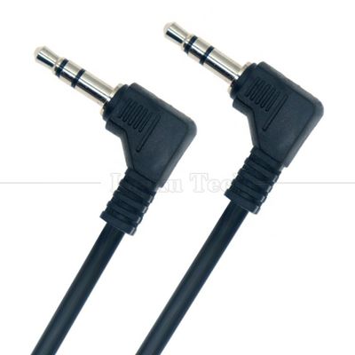 90 graus ângulo direito macho para macho 3 polos TRS 3.5mm cabo de extensão jack de áudio