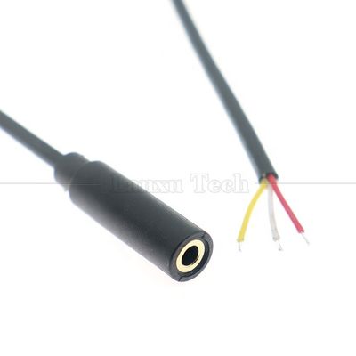 Revestido em ouro 3,5 mm TRS 3 Ploes Shield Jack de áudio Feminino para cabos vazios em lata cabo de ponta aberta