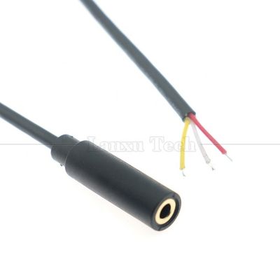 Customizado 3.5mm TRS 3 pólos Shield Audio Jack Feminino para abrir Stripped Tinned Cabos de fio de ponta nua
