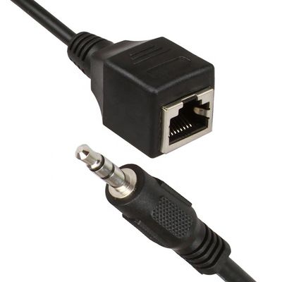 3.5mm Jack de áudio estéreo para RJ45 Female Socket Cat5 Cat6 Cat7 Ethernet Extender Cable