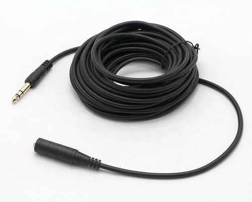 Conector de ouro personalizado 6.35mm Jack 1/4 de polegada TRS macho a 1/4 de polegada TRS fêmea cabo Jack de áudio estéreo