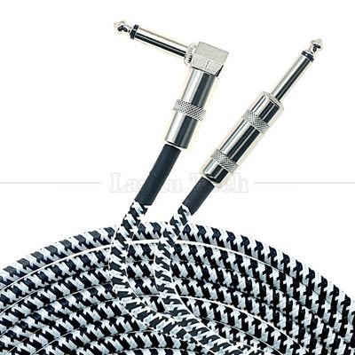 3M Metal trançado em ângulo reto 6.35mm 1/4 TS Jack Áudio Guitarra Elétrica Instrumento de Efeito Bass Amp Patch Lead Cable
