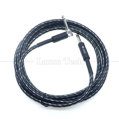 L Forma 90 graus ângulo reto para reto durável casaco trançado 6.35mm Ts Jack Instrumento guitarra elétrica patch cabo de áudio