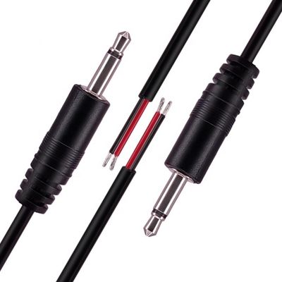 3.5mm 2 Polos TS Audio Mono Jack macho Plug to Bare Wires cabo de ponta aberta
