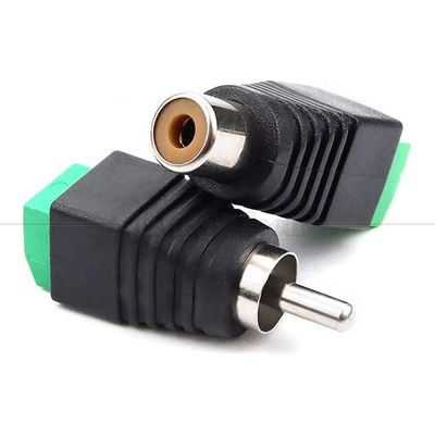 RCA Fêmea macho para parafuso Terminal AV Phono Solderless Plug Wire Connector Converter Adaptador de áudio