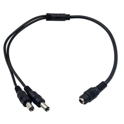 1 a 2 maneiras 1 Fêmea a 2 Homem 5.5x2.1 mm Cable DC Power Supply Splitter para câmera de vigilância de vídeo LED Strip