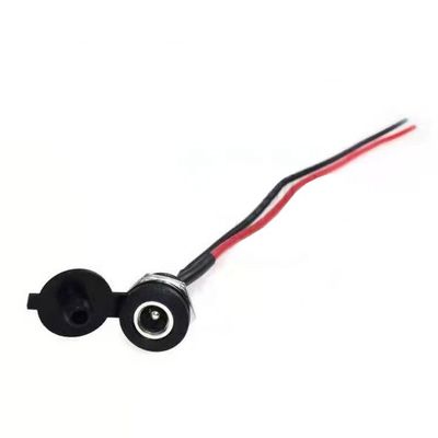Painel montado em rosca DC Socket Jack feminina 5.5x2.1mm para 2 fios cabo de ponta de rabo aberto