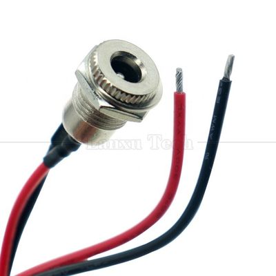 10cm 18AWG 5A Panel Mount DC 099 Socket Feminino 5.5x2.1mm 2.5mm Conector com rosca de metal para abrir fios de lata cabo final