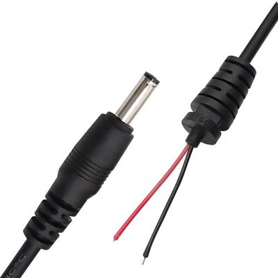 CUSTOM DC Barrel Jack Macho 2.1X5.5mm para Tinta de fio estripada Pigtail cabo de ponta nua com SR Grommet