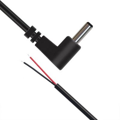 90 graus ângulo direito DC Jack 5.5x2.1mm 5.5x2.5mm 1.35x3.5mm para o fio aberto End Pigtail cabo