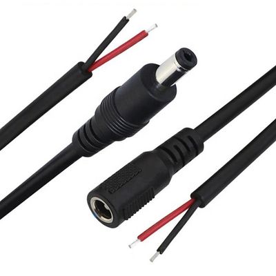 Masculino Feminino 5.5x2.1mm 5.5x2.5mm 3.5x1.35mm DC Plug Jack Socket para abrir fios de cauda de porco nu Cabo final para câmera de segurança de CCTV LED