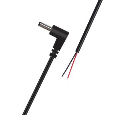 Personalização ângulo de 90 graus DC Barril Jack macho 3,5x1,35mm para despojado de fio de lata Pigtail cabo de ponta nua