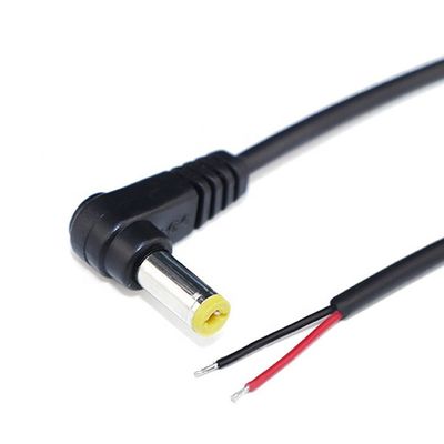 Ângulo de 90 graus Macho DC 2.1x5.5 Jack de barril para abrir