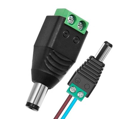 12v sem solda 24v 5.5x2.5mm 5.5x2.1mm Conector de ligação DC macho Jack Adaptador para câmeras de vigilância por vídeo