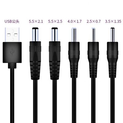 Personalização USB para DC 2.1x5.5mm 2.5x5.5mm 1.35x3.5mm 2.5x0.7mm 4.0x1.7mm Cabo de alimentação