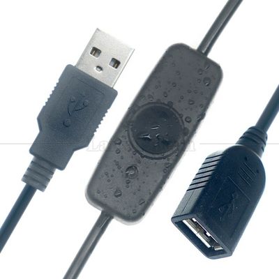 Indicador Luz Azul Capa de Silício Impermeável Botão de Pressão Homem para Fêmea Comutador de Alimentação ON OFF Cabo de Extensão USB