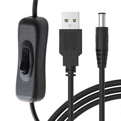 1m 5V USB para DC 5.5x2.1mm cabo de extensão de carregador de energia com interruptor ON OFF para LED