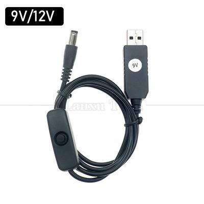 USB para 9V 12V DC 5.5x2.1mm Jack Carregador de energia ON OFF Cable Switch para Router Fan LED Strip Speaker