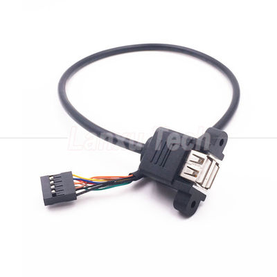 Dual USB Tipo A 2 portas de painel de montagem USB para Dupont 9 Pin Header conector cabo de fio