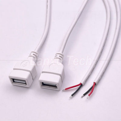 5V USB Branco Fêmea para abrir fios nus cabo final Pigtail para tira LED