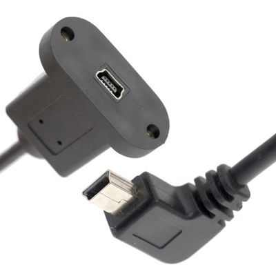 Parafuso de bloqueio de 90 graus ângulo direito macho para fêmea Mini cabo de extensão do painel USB montado
