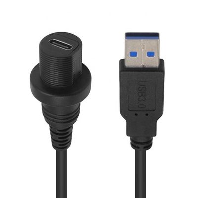Mini USB Homem para Micro USB Fêmea cabo de extensão à prova d'água com painel de montagem para carro caminhão barco computador de motocicleta