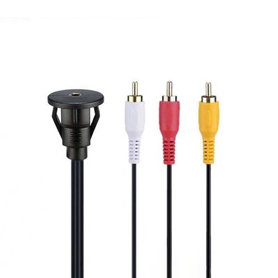 Cable de extensão DC 3.5 a 3RCA à prova d'água com painel de montagem para carro, caminhão, barco, computador de motocicleta