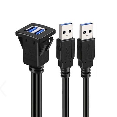 Quadrado USB Dual 3.0 2.0 Homem para Mulher cabo de extensão à prova d'água com painel de montagem para carro caminhão barco computador de motocicleta