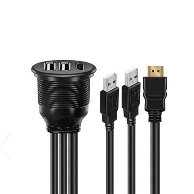 3 portas USB 2.0 macho para USB 2.0 fêmea cabo de extensão à prova d'água com painel de montagem flush para carro caminhão barco computador de motocicleta
