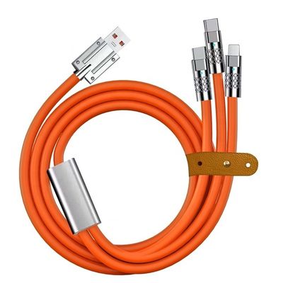 Carregamento Super Rápido 120w 6A Silicone Líquido 3 em 1 Multi Conectores Micro Tipo C USB Cable de Carregador de Dados para Telefone Móvel