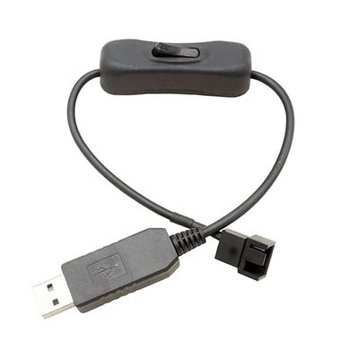 12V Step UP Boost USB para 3 pin 4 pin PWM PC Fans ON OFF Switch Adaptador de energia cabo