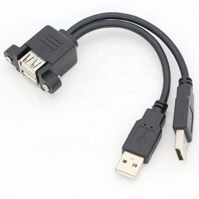 Cabos de extensão de montagem de painel USB duplo masculino para feminino