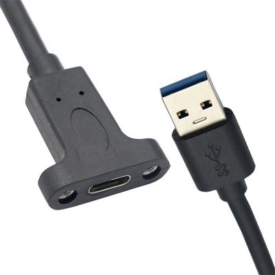 Parafusos de bloqueio USB 3.0 A masculino para USB Tipo C 3.1 Feminino Painel de montagem USB 3.0 cabo de extensão