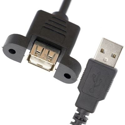 Personalização1M 2M Stud Macho para montar painel feminino USB 2.0 Tipo A cabo de extensão com bloqueio de parafuso Stud