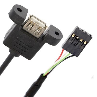 Cabeça de bloqueio de parafuso de alta qualidade 1M 2M USB montado em painel feminino para cabo de fio Dupont