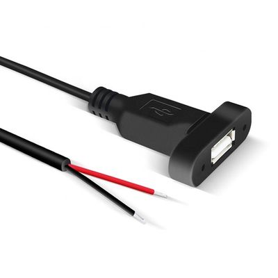 Muntador de painel personalizado USB Fêmea para fio nu Cable de ponta aberta em lata