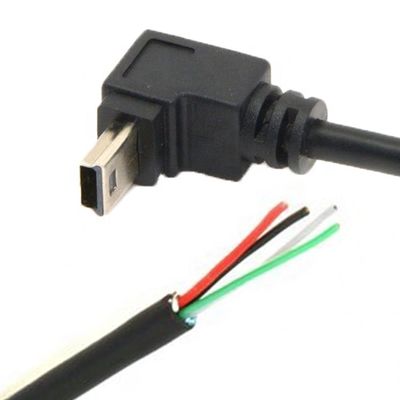 90 graus para cima para baixo ângulo esquerdo direito Mini USB para despojado fio nu cabo de cauda de porco