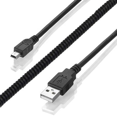 Carregamento de dados em espiral de primavera de alta qualidade Mini USB 2.0 cabo de carregador de extensão para câmera câmera PS3