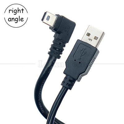 1m 2m 3m 5m 90 graus Forma L Ângulo direito-esquerdo USB 2.0 A macho para Mini B 5 pin USB cabo de carregamento de dados para câmera MP3